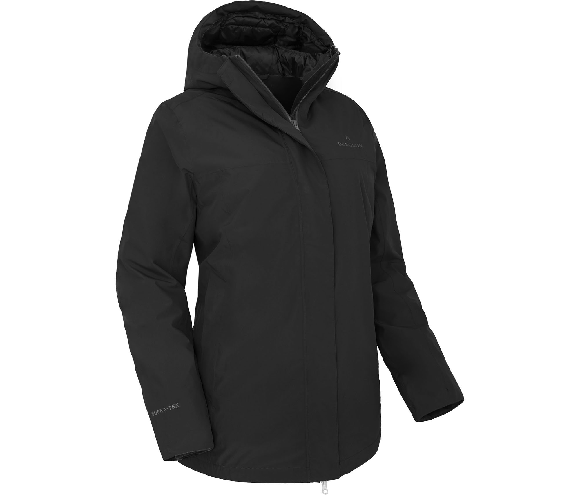 Bergson Jokine Warm Wattierter Damen Winterparka Mit 20 000er Wassersaule Schwarz Sehr Gute Outdoorbekleidung