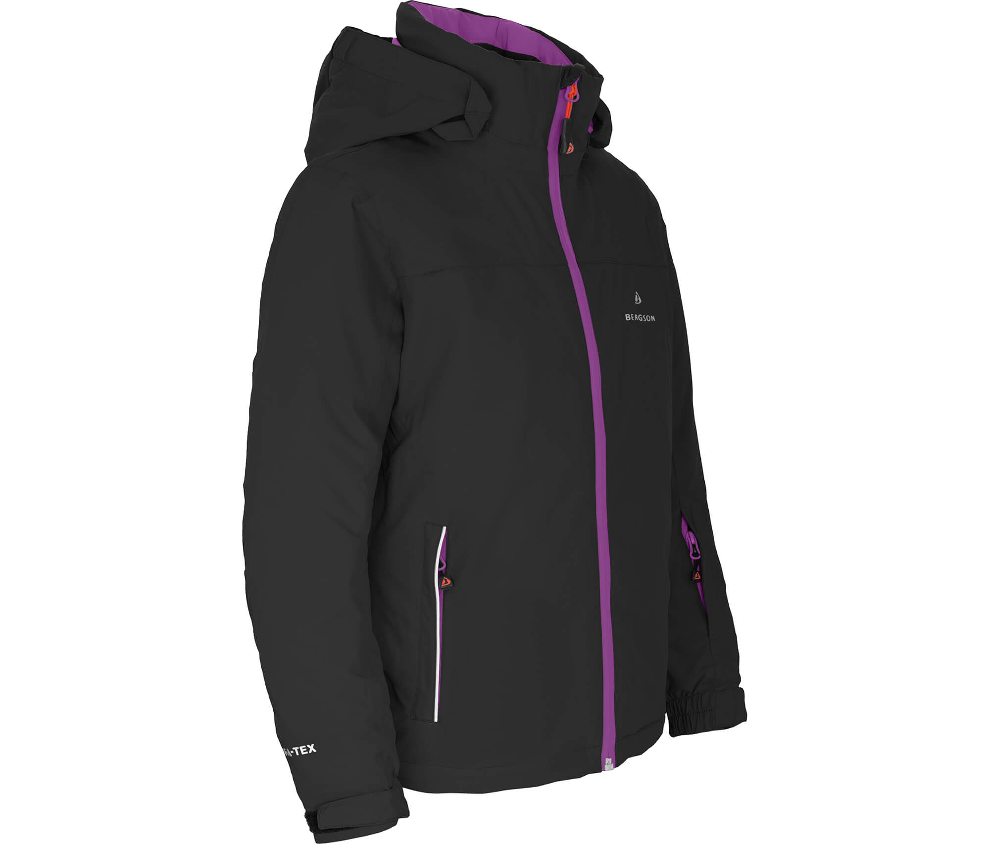 Bergson LURA wattiert, Skijacke, --> | - Kinder schwarz/violett 20000 mm & Wassersäule Outdoorbekleidung gute Sehr