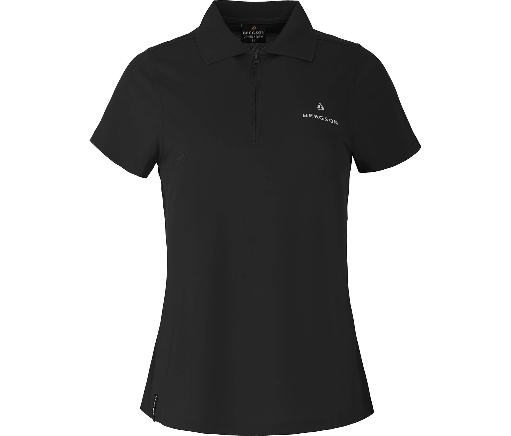 Poloshirt, --> Outdoorbekleidung Damen Sehr - Bergson & SHONA gute schnelltrocknend schwarz Funktions Pique, |